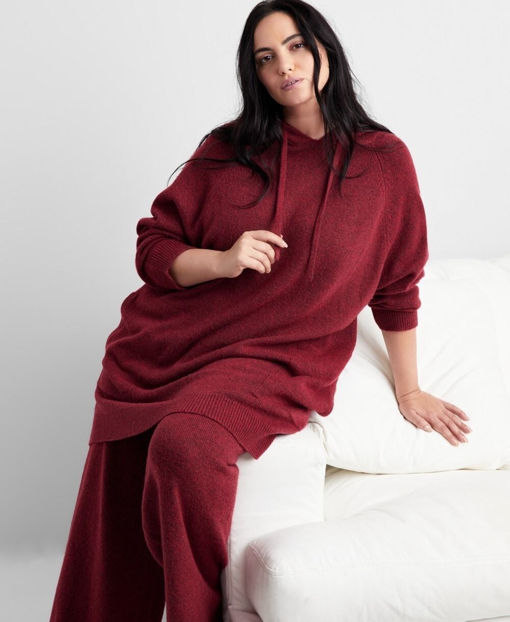 State of Day Indulge & Rest Loungewear Tunic Hoodie Burgundy Size S 3371
